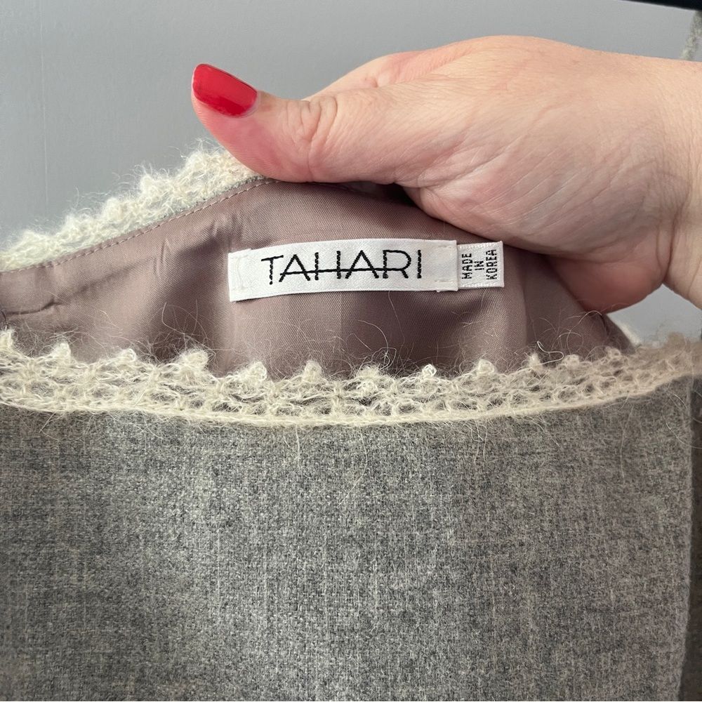 Tahari Gray Sleeveless Shift Dress Wool Mohair Size 8 - Picture 5 of 7
